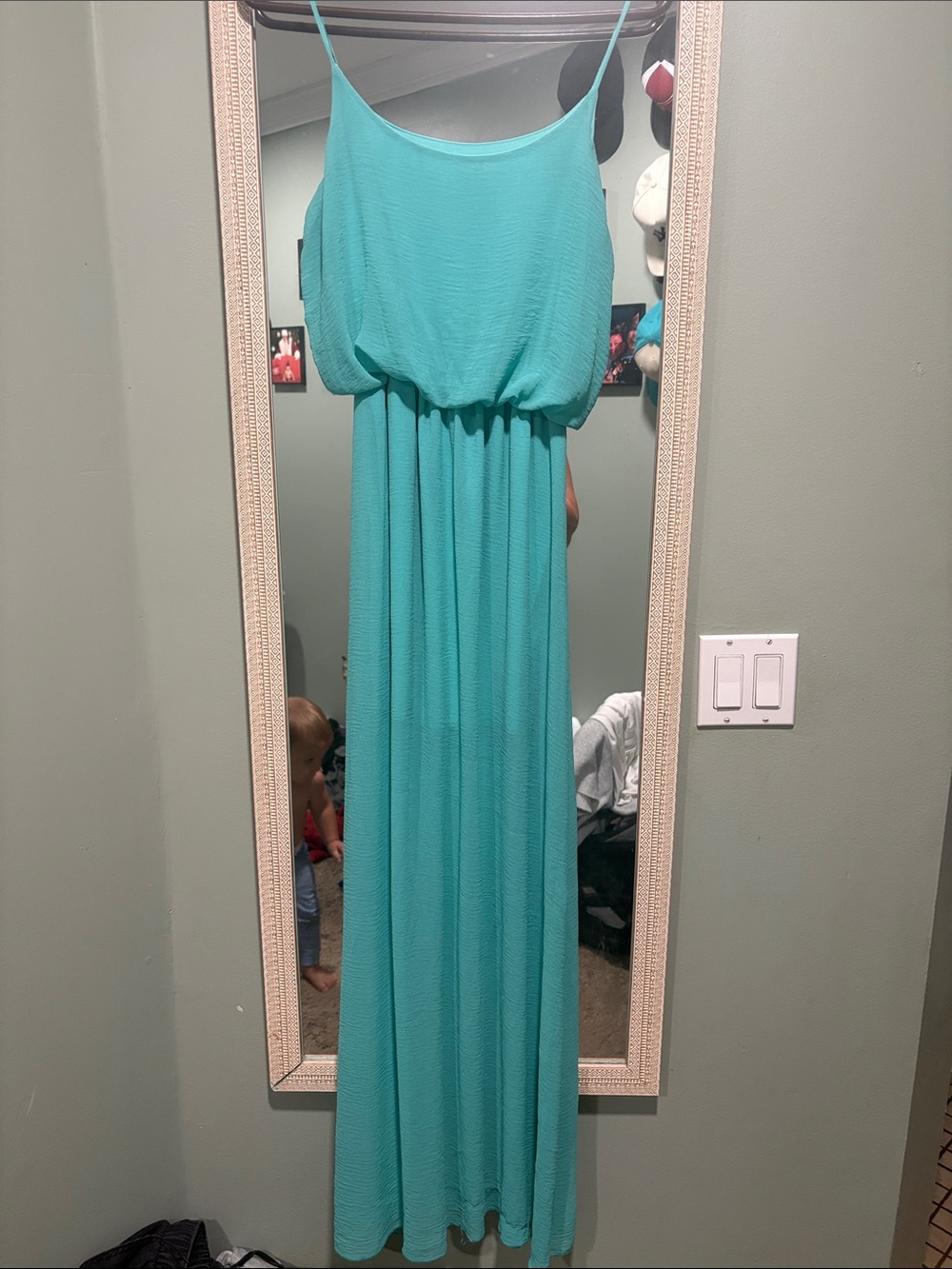 a'gaci Turquoise Spaghetti-Strap Maxi Dress